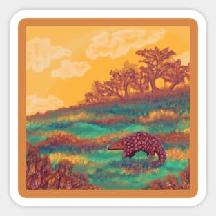 Pangolin in Colorful Savannah Sticker